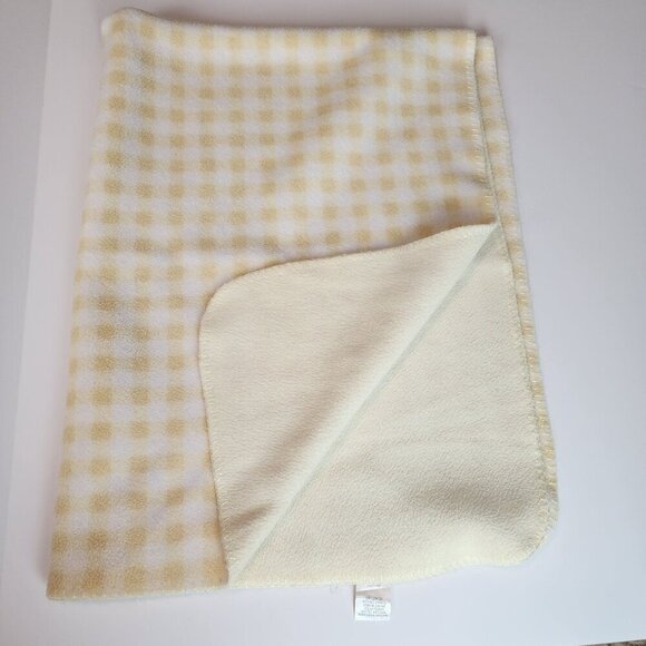 Lullaby Club Yellow White Checked Plaid Gingham Fleece Baby Blanket - Picture 1 of 5